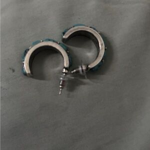 small hoop turquoise western earrings
